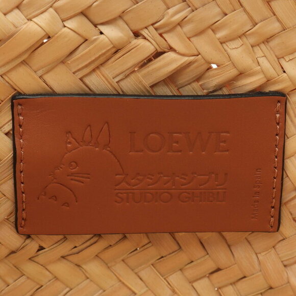 LOEWE STUDIO Bunnies Basket Bag Leather Raffia Handbag Beige Brown - Picture 4 of 6